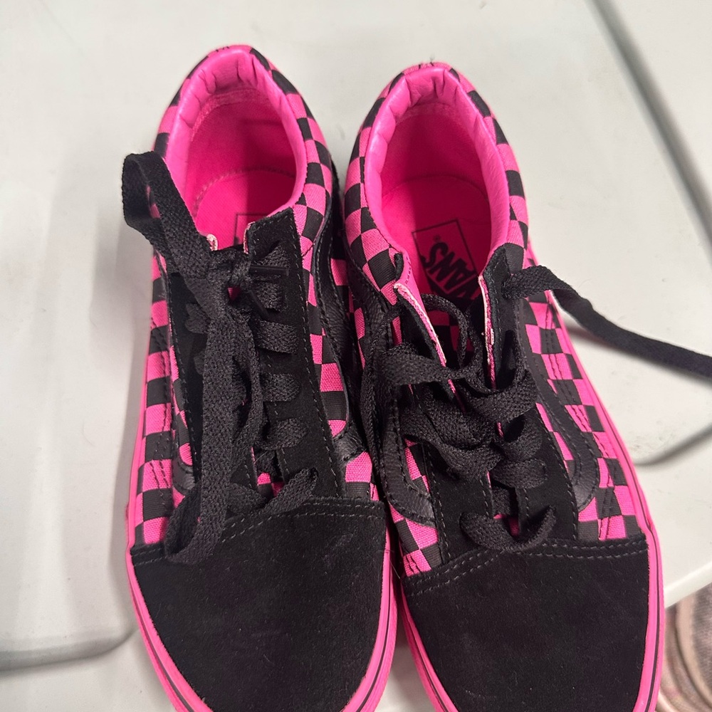Vans Pink and Black Checkered Kids Sneakers